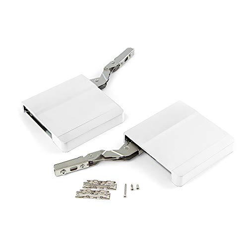 Emuca - Compás para puertas elevables, Amortiguador con fuerza 960-2.350, Acero y plástico, Blanco