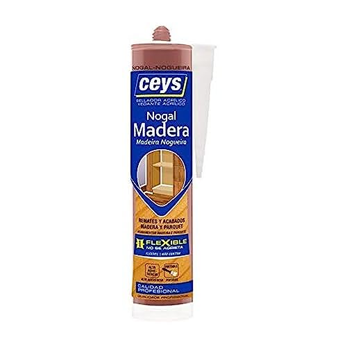 Ceys - Sellador acrílico madera Nogal - Seca rápido - No se agrieta - Cartucho 280 ML