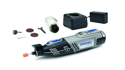 Dremel 8220 multiherramienta inalámbrica 12V, kit multiherramienta con 1 complemento y 5 accesorios dremel, luz LED, velocidad de 5.000-30 000 rpm