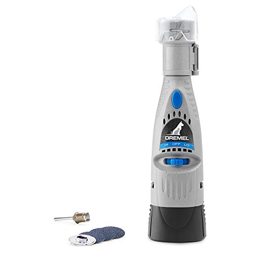 Dremel 7020 PGK Lima de Uña Eléctrica para Mascotas, Amoladora para Perros a Batería de 6V, Velocidad Variable, incluye Mandril y 4 Discos de Lija, Cabezal Protector y Profundidad de Corte Ajustable