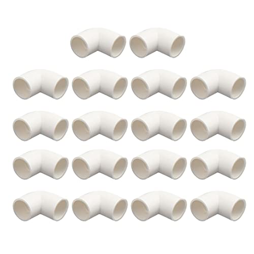 sourcing map 18pzas 20mm Diámetro Interior de 90 Grados 2-Vía Codo de Tubería de PVC Conectores Accesorios