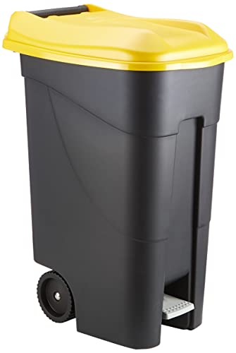Tayg 259297 Cubo Basura Ruedas + Pedal 80 litros, Negro/Amarillo