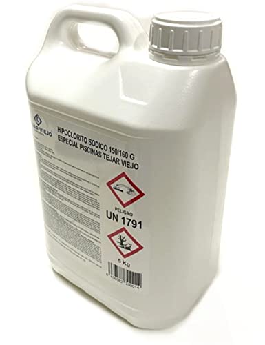 Mugar- Hipoclorito Sódico para Tratamiento de Piscinas en Garrafas de 5 litros- 6kg - Marca Mugar, Fabricante Tejar Viejo
