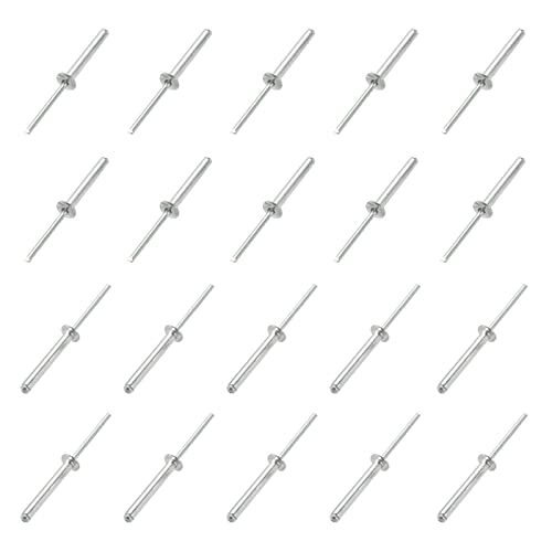 QUARKZMAN 5mm x 30mm Ciego Remaches x 30uds Aluminio/Acero Abierto Extremo Remache para Metal y Plástico y Cuero, [Plateado Tono]