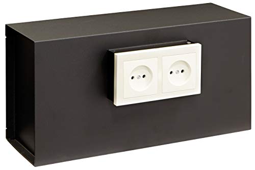 ARREGUI Socket 23000W-S1 Caja fuerte camuflada tras placa de enchufes | Caja fuerte empotrable en pared | Caja de seguridad camuflada | Caja fuerte invisible | 20x40x13 cm, 9 L, enchufe genérico