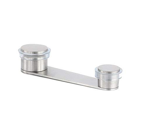 Tope de Puerta Retenedor Giratorio | Fijación Adhesiva o con Tornillo + Taco | Para Puerta de Hasta 50 mm de Grosor | Laton | Ref I-164DUAL | EVI Herrajes (Goma Transparente)