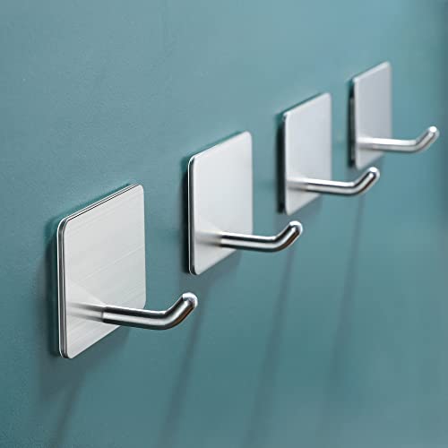 RUICER Ganchos Adhesivos de Pared - Ganchos Adhesivos de Acero Inoxidable, Ganchos para Colgar Toallas, 4 Ganchos Toallas para Baño y Cocina