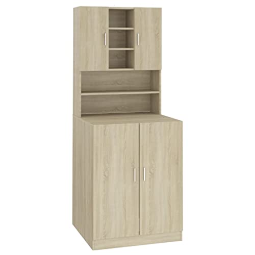vidaXL Armario de Lavadora Cuarto de Baño Aseo Inodoro Secadora Estantería Estante Muebles Mobiliario Colada Almacenaje Robusto Duradero Roble Sonoma