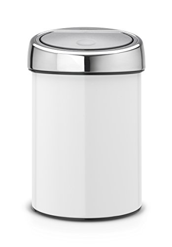 Brabantia Cubo de Basura, Stainless Steel, White/Brilliant Steel Lid, 3L
