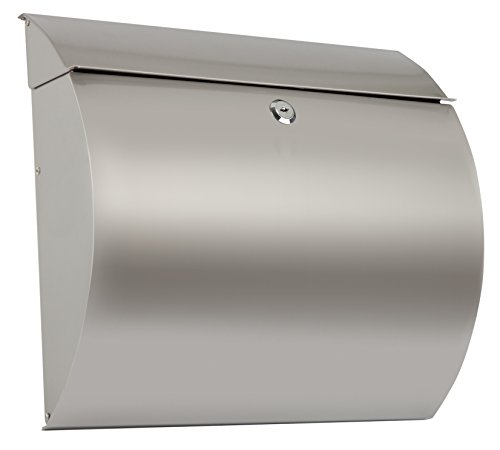 ARREGUI Aura E5405-12 Buzón Exterior de Acero Inoxidable, Tamaño L(Revistas, Sobres C4), Gran Capacidad, Buzón de Correo Grande, Buzón de Pared, Antilluvia, Anticorrosivo, Fácil de Instalar, INOX