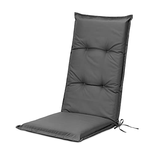 JEMIDI Cojín para Silla de Jardín - 1x Cojín con Respaldo 100% de Poliéster con Tiras - Cojín con Relleno repelente al agua - Fácil de Limpiar