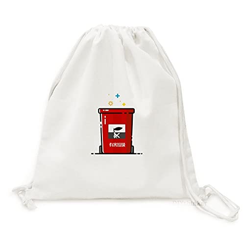 offbb Cubo de basura Bolso de compras de malla reutilizable con cordón de lona