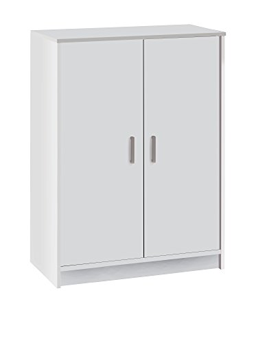 Habitdesign Mueble Zapatero Dos Puertas, Mueble Auxiliar, Modelo Basic Wide, Acabado en Blanco, Medidas: 75 cm (Ancho) x 101 cm (Alto) x 36 cm (Fondo)