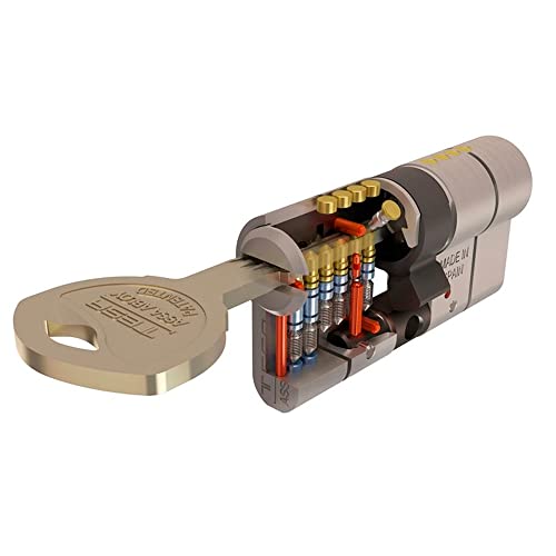 Tesa Assa Abloy Cilindro de Alta Seguridad, Llave - Leva Larga, Niquelado, 35x35 mm