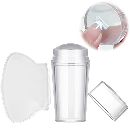 Nail Art Stamper,Estampador para Uñas Con Raspador,Silicone Heads Nail Stamping,para Herramientas French Smile Line,Nail Art Stamper para Herramientas de Manicura