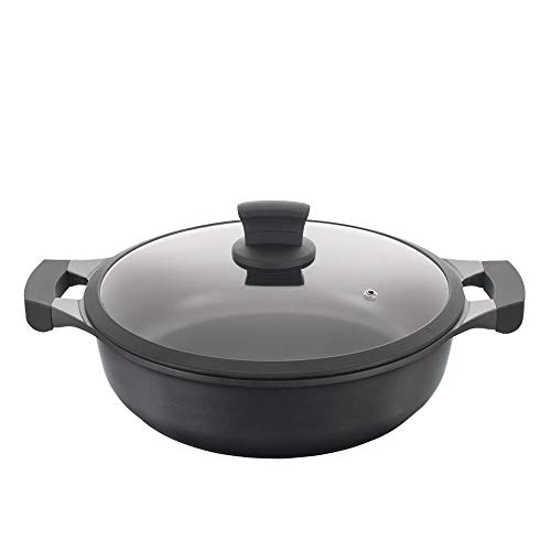 Metaltex XPERT Cacerola Baja Antiadherente Ilag 3 Capas, Full Induction Válido para Todo Tipo de Cocinas, Aluminio Fundido, Negro, 30 cm