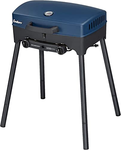 Enders Explorer Next Barbacoa gas para camping - Barbacoa de gas portatil para asar, cocinar y hornear - Barbacoa pequeña para balcón, jardín y terraza con 2 quemadores #210333