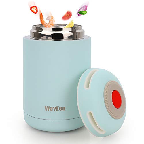 WayEee Termo Para Comida 460ml para Niños Escuela Botella Aislada de Acero Inoxidable para Alimentos Calientes y Bebidas Frías, Termo para Sólido y Líquido (AZUL)