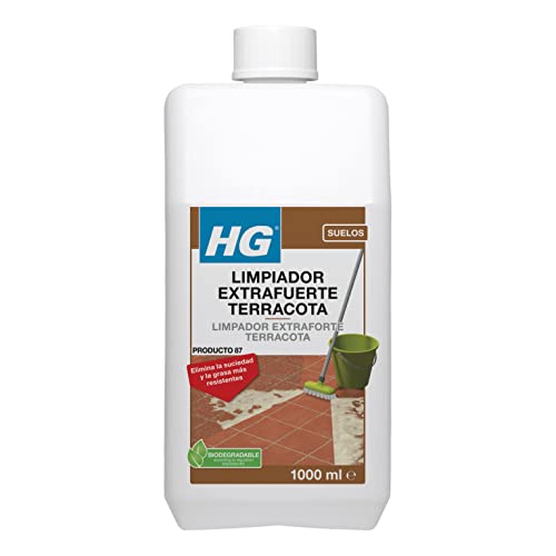 HG Limpiador Profesional para Terrracota, Limpiador Concentrado para Eliminar Manchas de Grasa, Abrillantador, Suciedad Incrustada, Para Todo Tipo de Suelos, 1 litro (194100130)