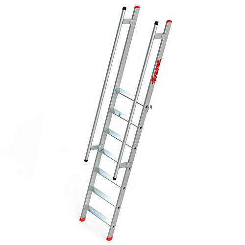 Faraone - Escalera de Apoyo 300.SAS - 7 peldaños - 300x54x20cm - Escalera de Aluminio - Peldaños Antideslizantes - Escalera Ligera - Inclinación 70º - Ideal para Entreplantas y Altillos