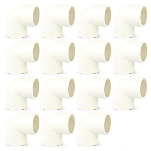 ERGAOBOY 15 piezas 20 mm codo PVC blanco accesorios de conector de tubería, adaptador de tubería de agua de acoplamiento