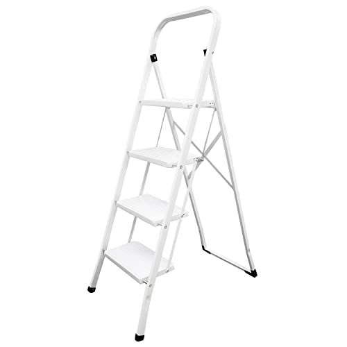 ORYX 23010210 Escalera Domestica Acero 4 Peldaños, Escalerilla Blanca, Multicolor, único