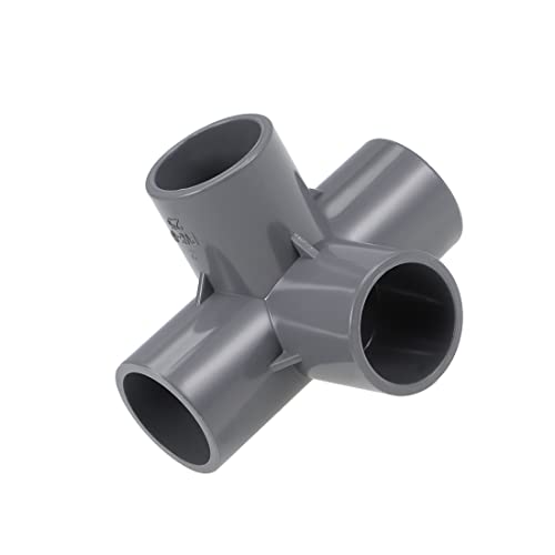 PATIKIL 25 mm Dimensiones 4 vías Codo PVC Tubería Montaje Muebles Grado, 2 unids T Accesorios de esquina, Gris