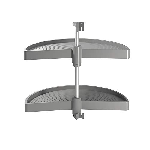 EMUCA - Kit de bandejas giratorias para Mueble de Cocina esquinero, bandejas giratorias 1/2 Luna de Ø650mm para modulo de 800mm, Gris