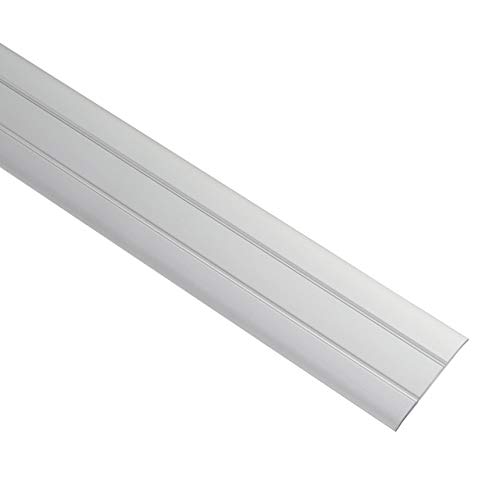 ALPENSTAHL Perfil de transición autoadhesivo, riel de suelo plano para suelos, laminados, etc. Longitud 200 cm, ancho de la puerta de 37 mm, perfil de suelo de aluminio plateado, 1 unidad