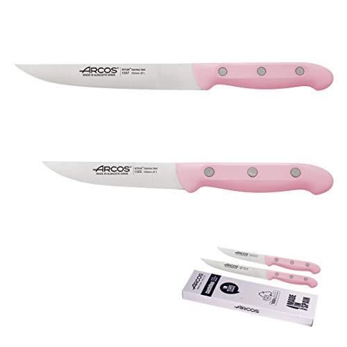 Arcos serie Maitre - juego de Cuchillos, 2 Pza, Cuchillo Cocina Profesional 150mm + Cuchillo universal 100mm, Acero Inoxidable, Rosa, Eco