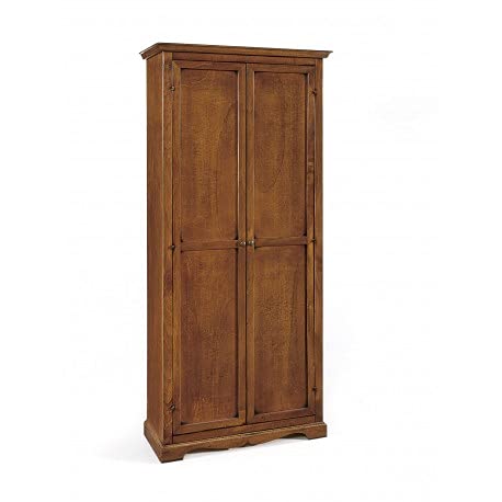 Mar.c.a. Design, Armario Ropero Grande, Armario Escobero Madera, Nogal - Armario Dormitorio Clásico para Guardar Ropa y Objetos - Mueble Dormitorio 87x40x192H con 2 Puertas y Estantes - Made in Italy
