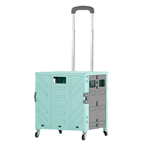 Carrito plegable con ruedas – Carrito de la compra plegable | Carrito de mano multifuncional con asa telescópica para viajes y mudanzas de comestibles