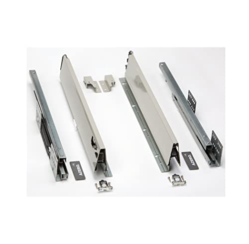 Cajón de cocina AZERODESIGN altura 84mm guías de freno de extracción total, rieles de hasta 50 kg de peso, color en gris laterales regulables, para cocinas,cajoneras, armarios (500MM)
