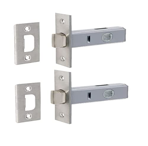 Pack 2 picaportes para puertas de madera interior, níquel mate centro de 60mm cuadradillo 8 mm