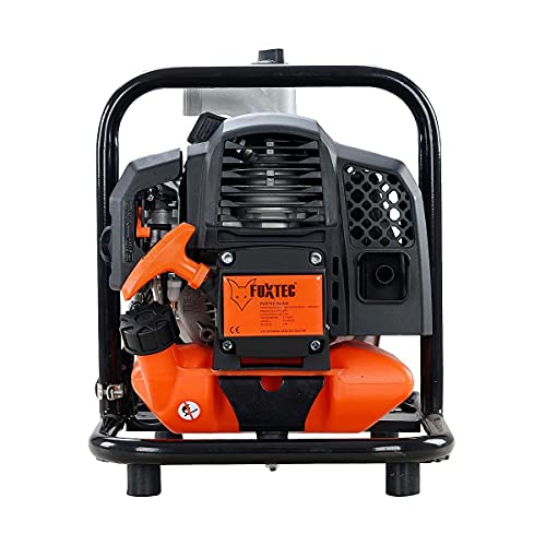 Bomba de agua de gasolina de 2 tiempos 42 cm3 FUXTEC FX-WP143 - con un caudal de 8000 l por hora y una altura máxima de 30 m, altura máx. de aspiración 8 m - Bomba de jardín