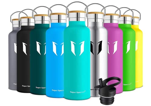 Super Sparrow Botella Agua Acero Inoxidable - Botella Agua Niños - 1L - Botella Termica Boca Estándar - Sin BPA, para Niños & Adultos, Deporte, Oficina, Yoga, Ciclismo
