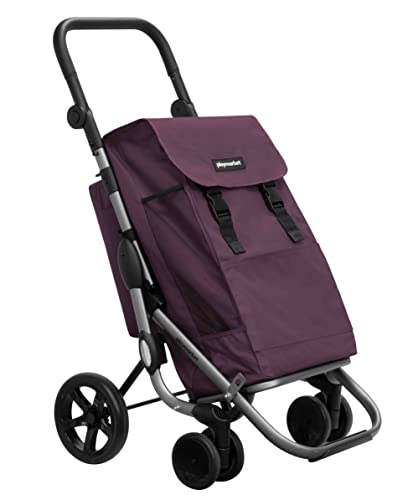 Playmarket Go Plus Carro de la Compra Plegable de Gran Capacidad, 4 Ruedas (Merlot)