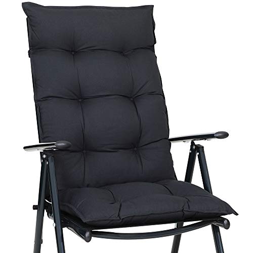 Detex Set de 6 Cojines para Sillas de Jardín con Respaldo Alto Antracita 129x53cm Almohadillas de Asiento