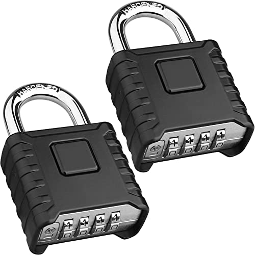 Candado Combinacion Exterior, [Grande+Impermeable] [2 Pcs] Diyife Candado Combinacion,Candado Taquilla,Candado Codigo de 4 Dígitos,Alta resistencia candado para Cobertizos Puertas Escolar Garaje,Negro