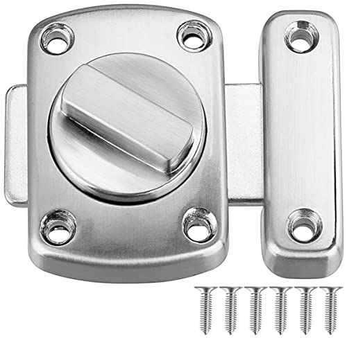 Litensh Pestillo giratorio para puerta de inodoro de baño, cerradura de puerta de acero inoxidable, pestillo deslizante de seguridad cepillado (55 mm, plateado)