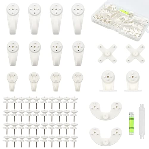 VEGCOO 62pcs Ganchos para Cuadros, Ganchos para Colgar en la Pared Sin Rastro con Caja de Almacenamiento Transparente, Ganchos de Pared para Colgar Marcos de Fotos, Cuadros, Pinturas, Reloj