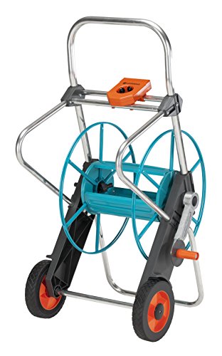 Gardena Carro Portamanguera metálico 100 Para 100 m de manguera de Ø13 mm. Base ancha para una mayor estabilidad. Tambor metálico muy resistente.
