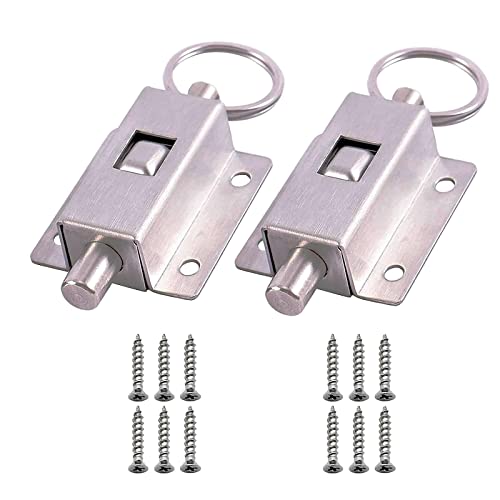 Bztzhm 2 Piezas Pernos de Resorte Deslizantes, Pestillo Deslizante con Resorte, Perno de Resorte de Puerta, Inoxidable de Pestillo Deslizante, para Baños, Aseos, Puertas Ventanas
