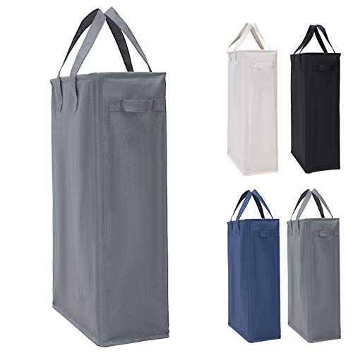 IHOMAGIC 45L Cesto Ropa Sucia Estrecho con Asa, Cesta para la Colada Plegable Delgada Portátil Cubo de Ropa Rectangular Cesto de Almacenamiento para Baño 39x19x60CM (Gris Oscuro)