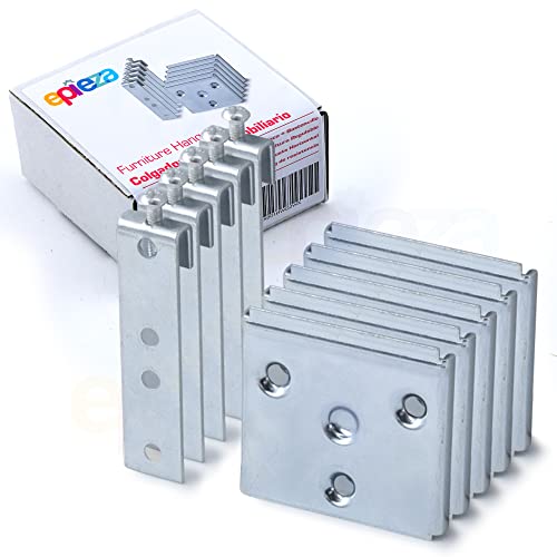 Juego de colgadores para cabeceros, cabezales, muebles de cocina, armarios, (incluye bastoncillo colgador y placa soporte). Herrajes para colgar muebles de cocina. (5)