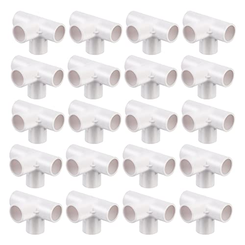 Scicalife 20 Piezas PVC Codo Esquina T Ajuste 4 Vías Codo Esquina Lateral Salida T Conector de Tubería para Muebles Invernadero Cobertizo Accesorios de Tubería 20Mm