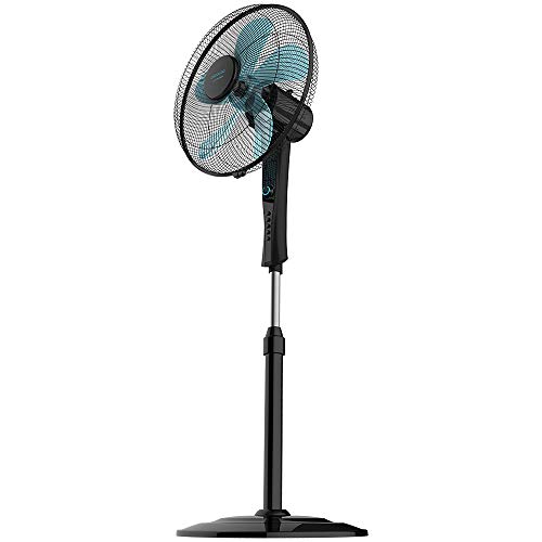 Cecotec Ventilador de Pie con Temporizador EnergySilence 520 Power Black. 50 W, 5 Aspas 40 cm de Diámetro, Oscilante, 4 Velocidades, Ajustable 110-130 cm, Motor de Cobre, Negro