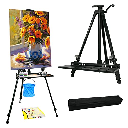 STANDNEE Caballete para pintura lienzo artista caballete soporte, 50 a 155 cm caballete artístico para pintura y exhibición, trípode de aluminio ajustable de altura con bolsa portátilbarril