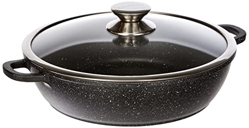 Kamberg Olla Baja 28 cm, aluminio fundido, revestimiento piedra antiadherente, tapa de vidrio, todos los incendios, incluida la inducción, sin PFOA