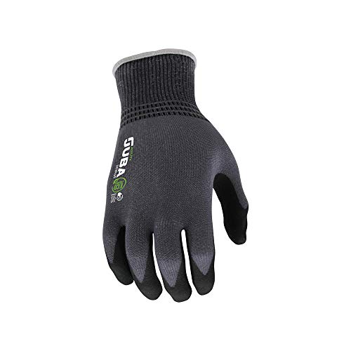 JUBA Guantes de Trabajo de Seguridad con tecnología de nitrilo PFT - Fabricado con Fibra ecológica Ingenia, Nailon y Elastano - Compatible con Pantalla táctil - Negro (9)